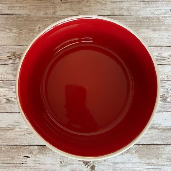 Rae Dunn by Magenta Off-White Red Interior Enjoy Ceramic Pet Dish Bowl One Size - Picture 2 of 7
